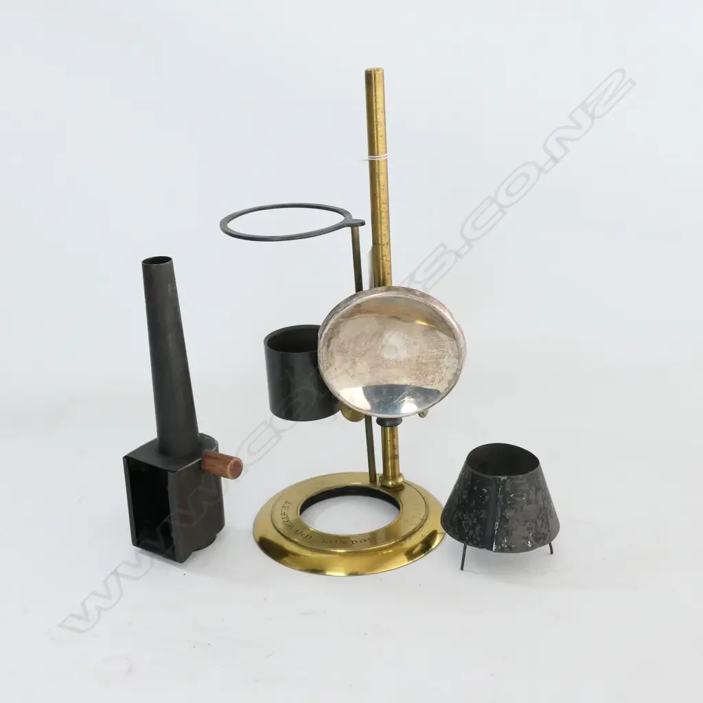 A 19thC J H STEWARD BRASS MICROSCOPE BENCH LAMP (INCOMPLETE, NO BURNER) Image 1++